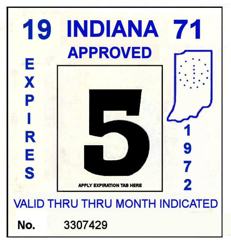 (image for) 1971-72 Indiana INSPECTION Sticker BLACK